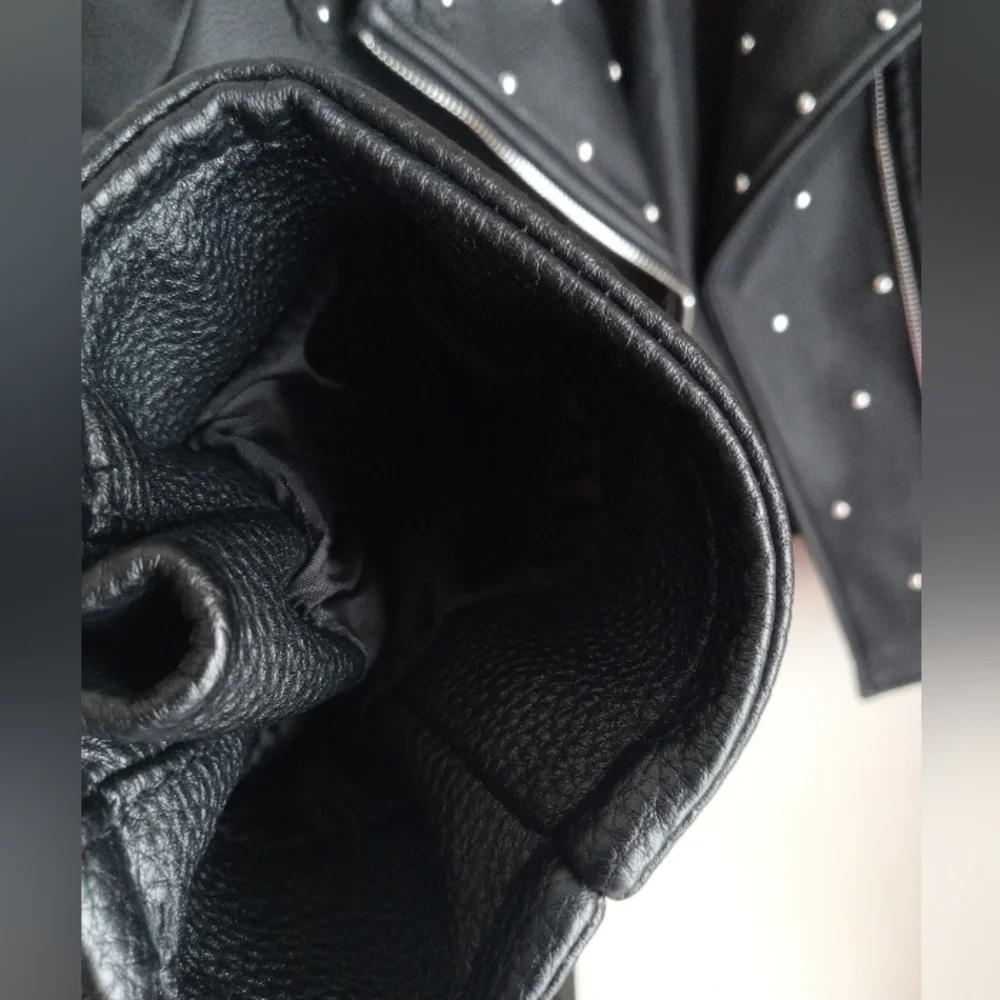 NWOT AZALEA WANG ANWAR BLACK FLOWER MOTO STUDDED JACKET SIZE S - Picture 9 of 16